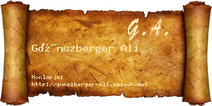 Günszberger Ali névjegykártya
